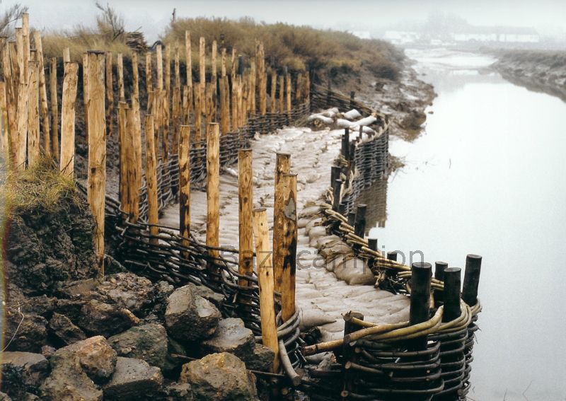 Erosion control in progress Burnham Overy Staithe